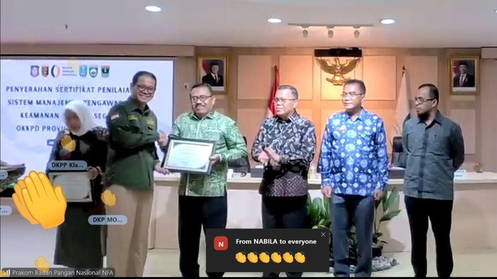 Pemprov Lampung meraih penghargaan nasional Predikat A dalam penilaian Sistem Manajemen Pengawasan Keamanan Pangan Segar Daerah Tingkat Provinsi Tahun 2026.