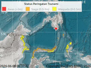 Peta Perkiraan Tinggi Muka Laut Maksimum. (Dok. BMKG) Peta Perkiraan Tinggi Muka Laut Maksimum. (Dok. BMKG)