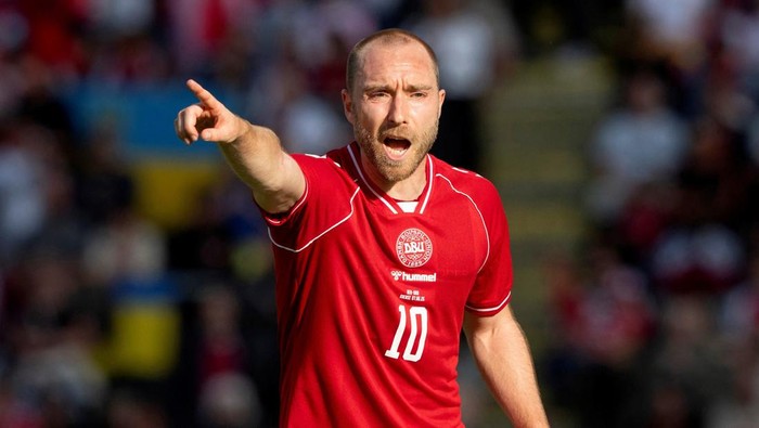 Soccer Football - International Friendly - Denmark v Ukraine - Odense, Denmark - June 7, 2026 Denmarks Christian Eriksen during the match before he later collapsed on the pitch Bo Amstrup/Ritzau Scanpix via REUTERS      ATTENTION EDITORS - THIS IMAG