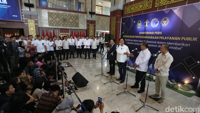 Konferensi pers bersama Menko Kumham Imipas hingga Menteri Imipas (Foto: Ari Saputra/detikFoto)