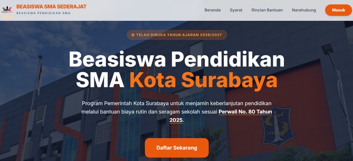 Beasiswa SMA Kota Surabaya 2026.