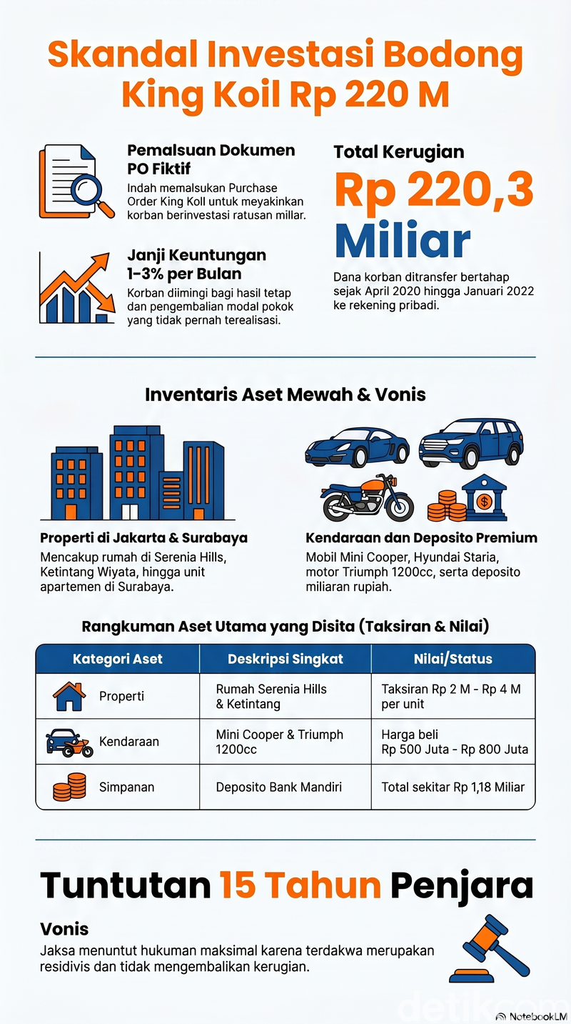 Infografis skandal investasi bodong King Koil Rp 220 M Infografis skandal investasi bodong King Koil Rp 220 M