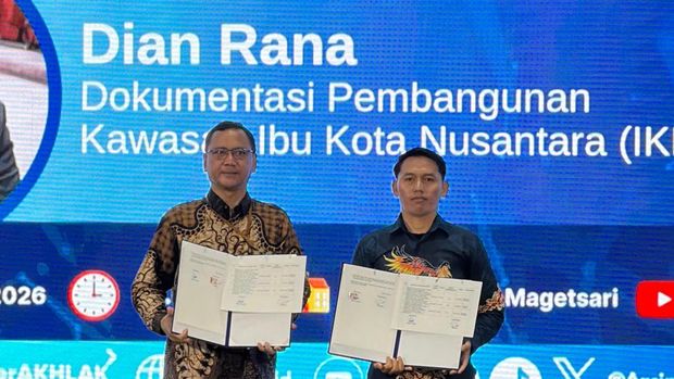 Konten kreator Dian Rana saat meliput di kawasan IKN. (Istimewa)