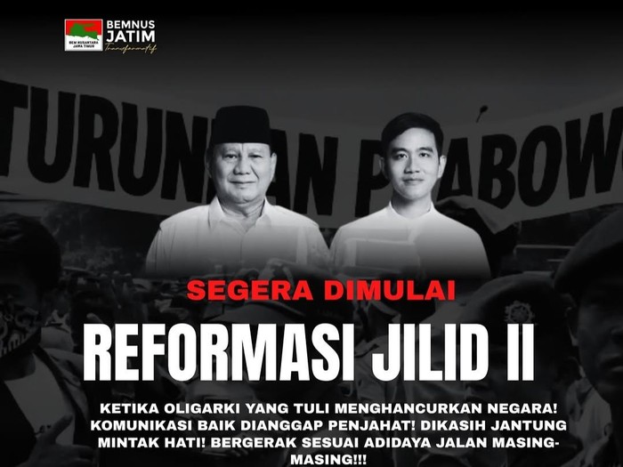 Seruan Reformasi Jilid II oleh dua elemen BEM di Jatim.