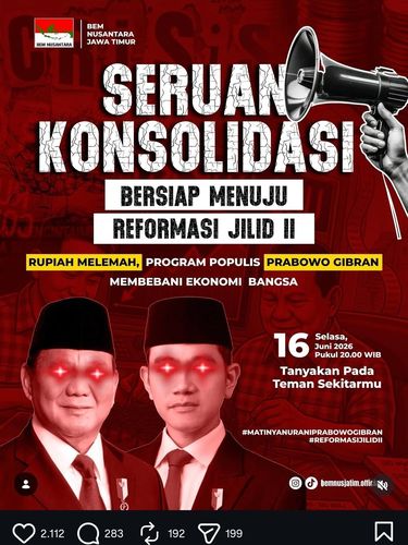 Seruan Reformasi Jilid II oleh dua elemen BEM di Jatim. Seruan Reformasi Jilid II oleh dua elemen BEM di Jatim.
