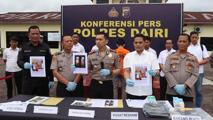 Foto: foto konferensi pers pengungkapan rekayasa begal di Polres Dairi (Dok. Polres Dairi)