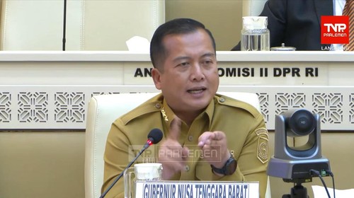 Gubernur NTB, Lalu Muhamad Iqbal, berbicara dalam rapat dengar pendapat Komisi II DPR di Jakarta, Selasa (8/6/2026). (Istimewa)