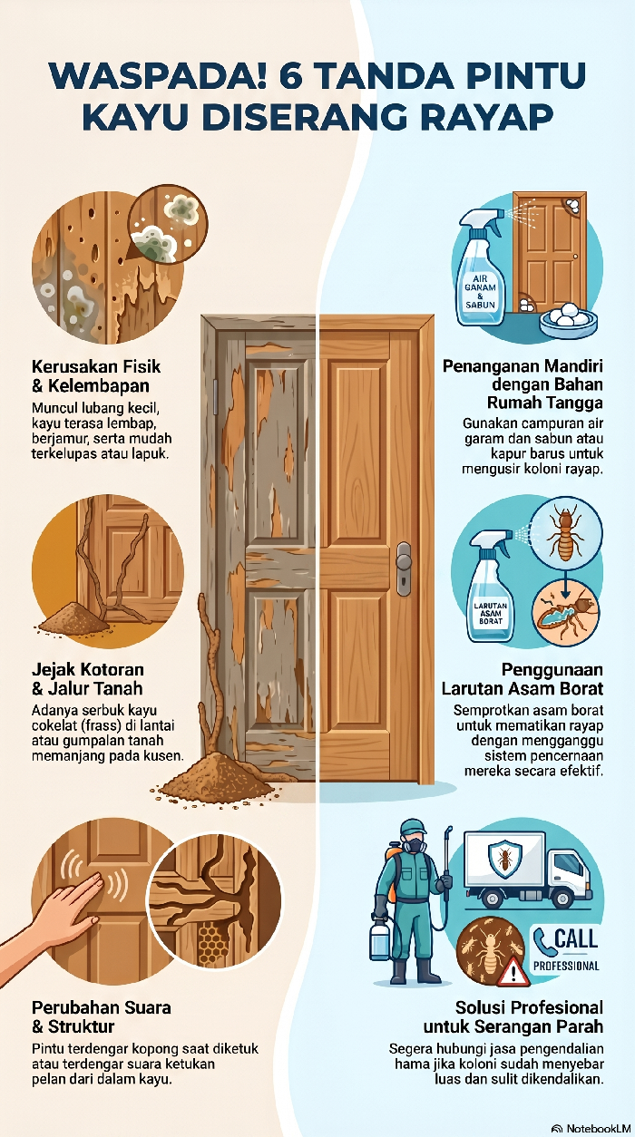 Infografis 6 Tanda Pintu Diserang Rayap