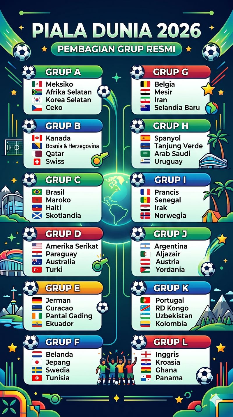 Infografis Grup Piala Dunia 2026 Infografis Grup Piala Dunia 2026