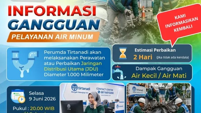 Informasi gangguan distribusi air PDAM Tirtanadi. (Instagram Tirtanadi.Provsu)