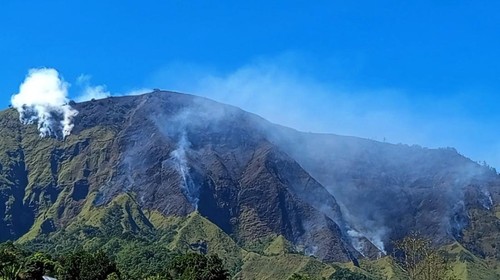 Kebakaran di Bukit Sempana, Desa Sembalun Bumbung, Kecamatan Sembalun, Lombok Timur, NTB, Rabu (10/6/2026). (Foto: Dok. KPH Rinjani Timur)