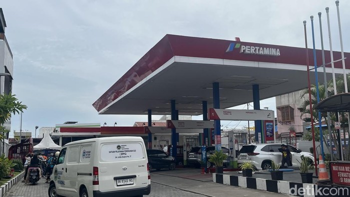 Kondisi SPBU di Medan pasca-harga Pertamax naik. (Kartika Sari/detikSumut)