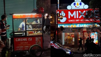 Meski hanya mengandalkan pencahayaan lampu etalase, Galaxy A37 5G tetap mampu menghasilkan foto yang terang dengan detail makanan dan tulisan pada gerobak yang masih terbaca jelas. Foto: Rizqy Nur Amalia