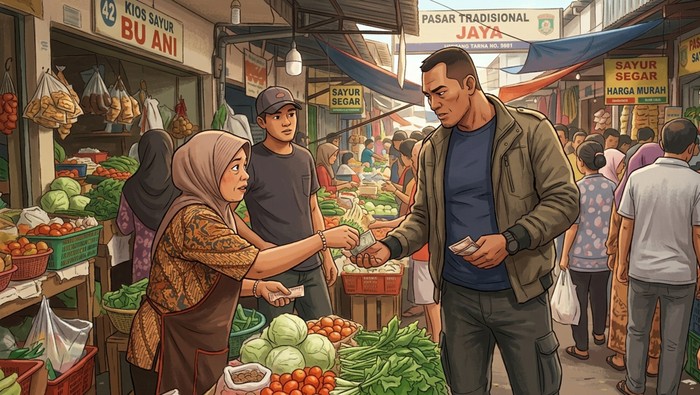Ilustrasi pemalakan atau pungli di pasar