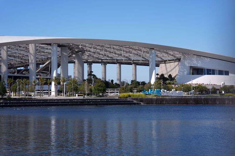 SOCCER-USA/ May 25, 2026; Inglewood, CA, USA; A general overall view of Sofi Stadium (Los Angeles Stadium), a host site for the 2026 FIFA World Cup. Mandatory Credit: Kirby Lee-Imagn Images