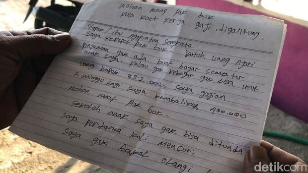 Toko kelontong tempat maling mencuri lalu mengirimkan surat permintaan maaf di Mojokerto.