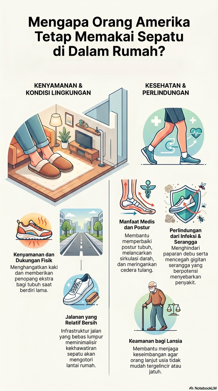 Alasan orang Amerika suka pakai sepatu di rumah.