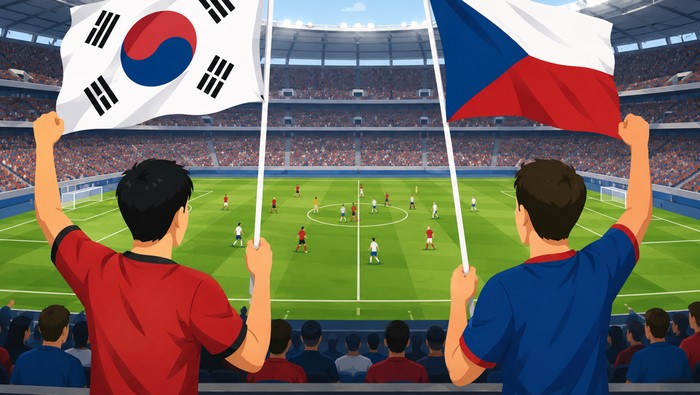 Ilustrasi Korea Selatan vs Ceko di Piala Dunia 2026 (menggunakan AI)