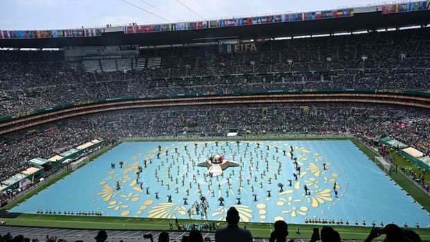 Pembukaan Piala Dunia 2026 Para penari tampil dalam seremoni pembukaan Piala Dunia 2026 di Stadion Azteca, Mexico City, Meksiko, Kamis (11/6/2026). ANTARA FOTO/Aditya Pradana Putra/sgd