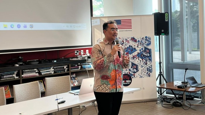 Alumni LPDP dalam acara MyAmerica MyStory di MyAmerica Jakarta, Gedung Kedutaan Besar Amerika Serikat, Jalan Medan Merdeka Selatan, Jakarta Pusat pada Jumat (12/6/2026).
