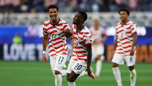 Soccer Football - FIFA World Cup 2026 - Group D - United States v Paraguay - Los Angeles Stadium, Inglewood, California, U.S. - June 12, 2026 Folarin Balogun of the U.S. celebrates scoring their third goal REUTERS/Matthew Childs