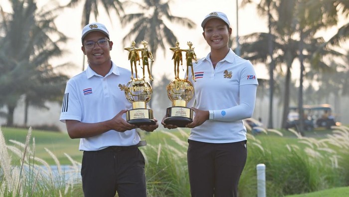 Laga puncak Mandiri Ciputra Golfpreneur Junior World Championship (MCGJWC) 2026 berlangsungl di Damai Indah Golf, PIK Course, Jakarta, Jumat (12/6). Parin Sarasmut juara di kategori Boys division dan Kanyarak Pongpithanon juara di dirls Division. Ked
