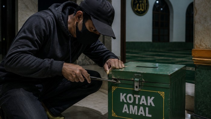 Ilustrasi maling kotak amal