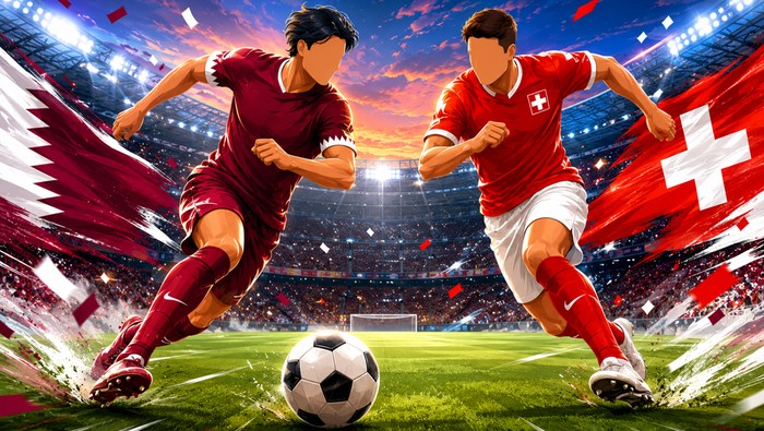 Ilustrasi Qatar vs Swiss Piala Dunia 2026 (menggunakan AI)