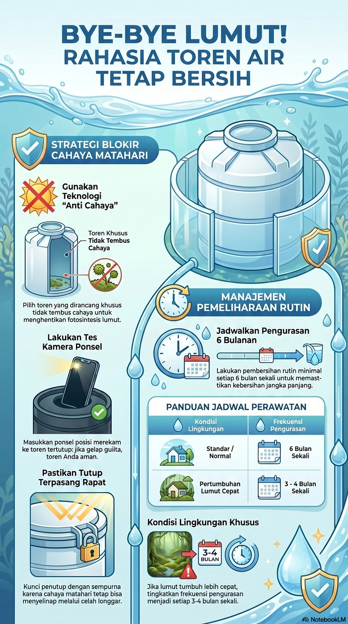 Infografis cara bersihkan toren air dari lumut