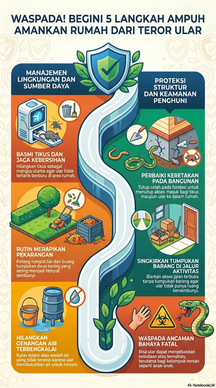 Infografis cegah ular muncul di rumah