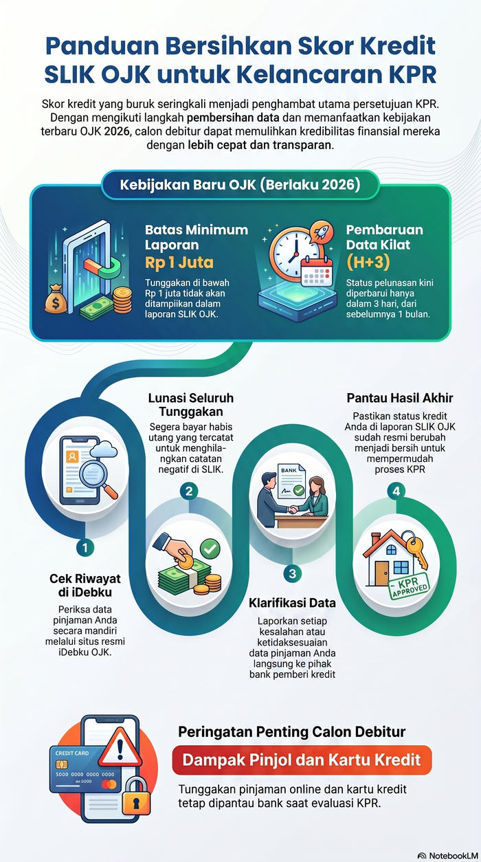 Infografis panduan BErsihkan Skor Kredit SLIK OJK