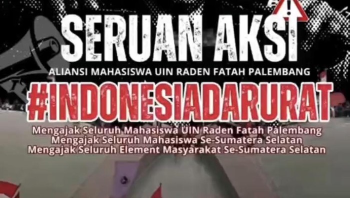Pamplet seruan aksi mahasiswa UIN RF Palembang