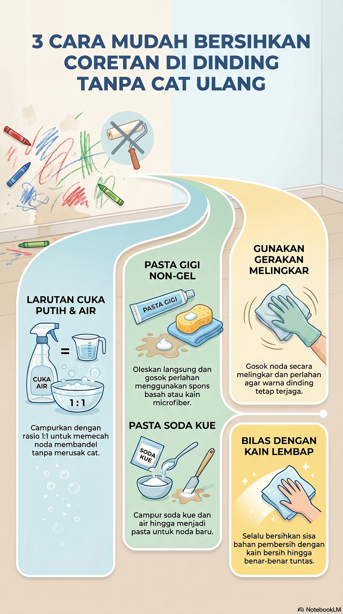 Infografis Cara Bersihkan Coretan di Dinding