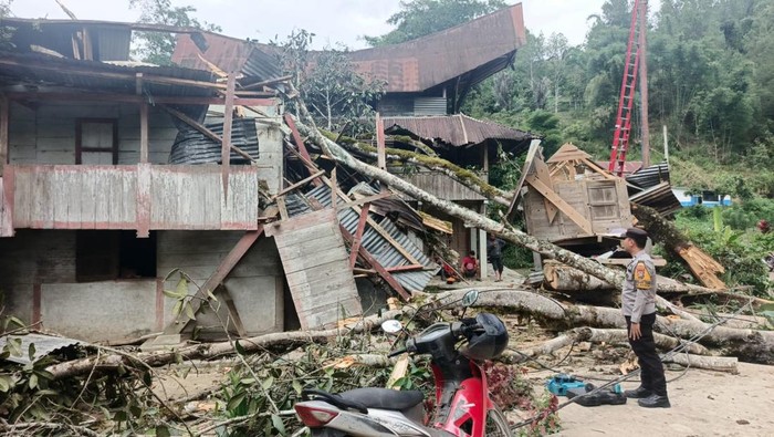 Pohon tumbang timpa 2 rumah di Mamasa.