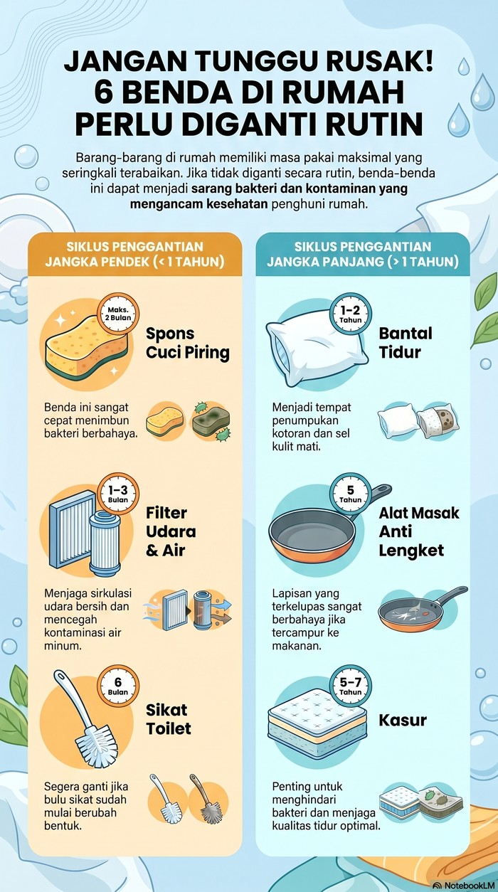 Benda di Rumah yang Mesti Rutin Diganti