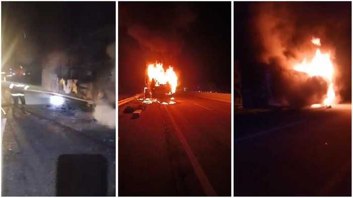 Bus penumpang terbakar di Tol Bakter Lampung