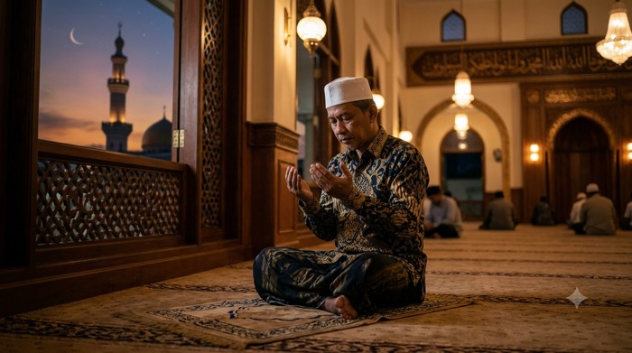 Ilustrasi berdoa di malam Tahun Baru Islam 1 Muharram.