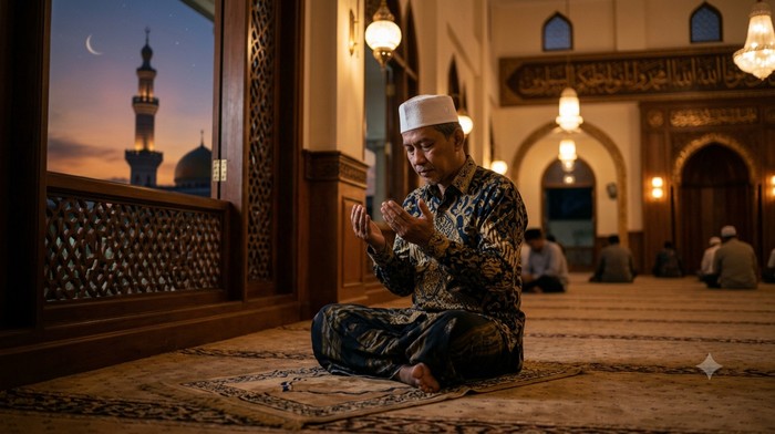 Ilustrasi berdoa di malam Tahun Baru Islam 1 Muharram.