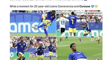 Sebuah gol yang sangat bersejarah bagi Curacao. Foto: X.com