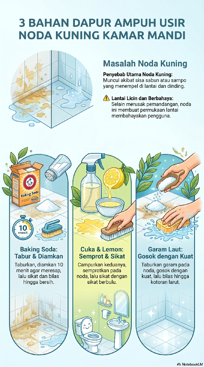 Infografis Bersihkan Noda Kuning di Kamar Mandi