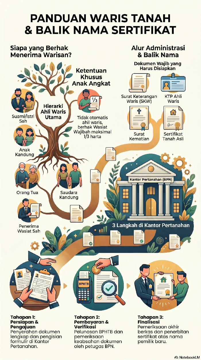 Infografis Panduan Waris Tanah & Balik Nama Sertifikat