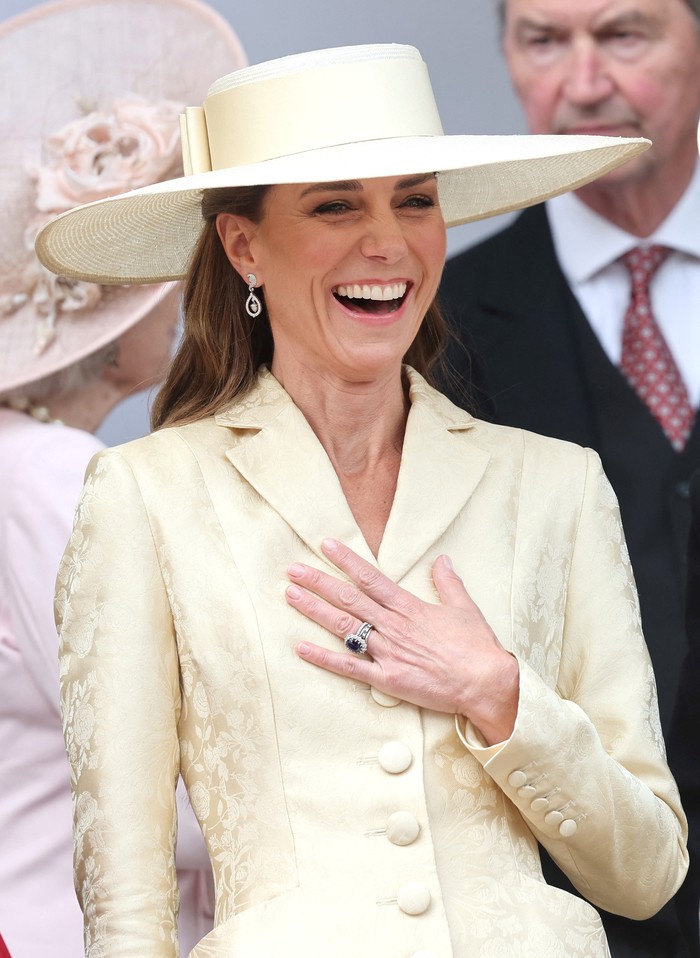 Catherine, Princess of Wales, laughs as she attends the 2026 Order Of The Garter Service at Windsor Castle on June 15, 2026, in Windsor, England.     Chris Jackson/Pool via REUTERS