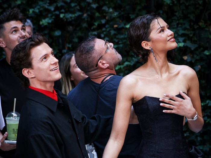 MADRID, SPAIN - JUNE 15: Tom Holland and Zendaya attend the Spider-Man: Brand New Day photocall at the Four Seasons Hotel on June 15, 2026 in Madrid, Spain. (Photo by Pablo Cuadra/WireImage)