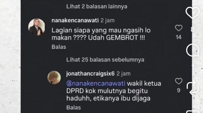 Unggahan komentar dari Nana Kencanawati