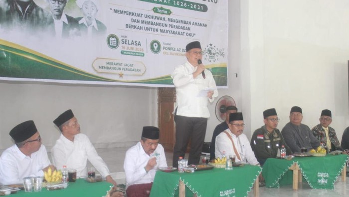 Wakil Bupati OKU Marjito Bachri saat memberikan sambutan di acara Konfercab VI PCNU