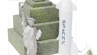 Tumpukan USD 1 Triliun Elon Musk Disandingkan Patung Liberty-Roket