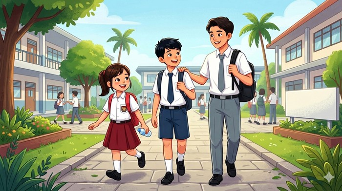 Ilustrasi Siswa SD, SMP, dan SMA