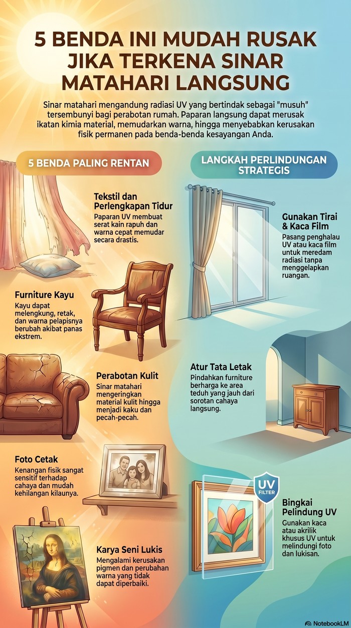 Infografis benda yang tak boleh diletakkan dekat sinar matahari