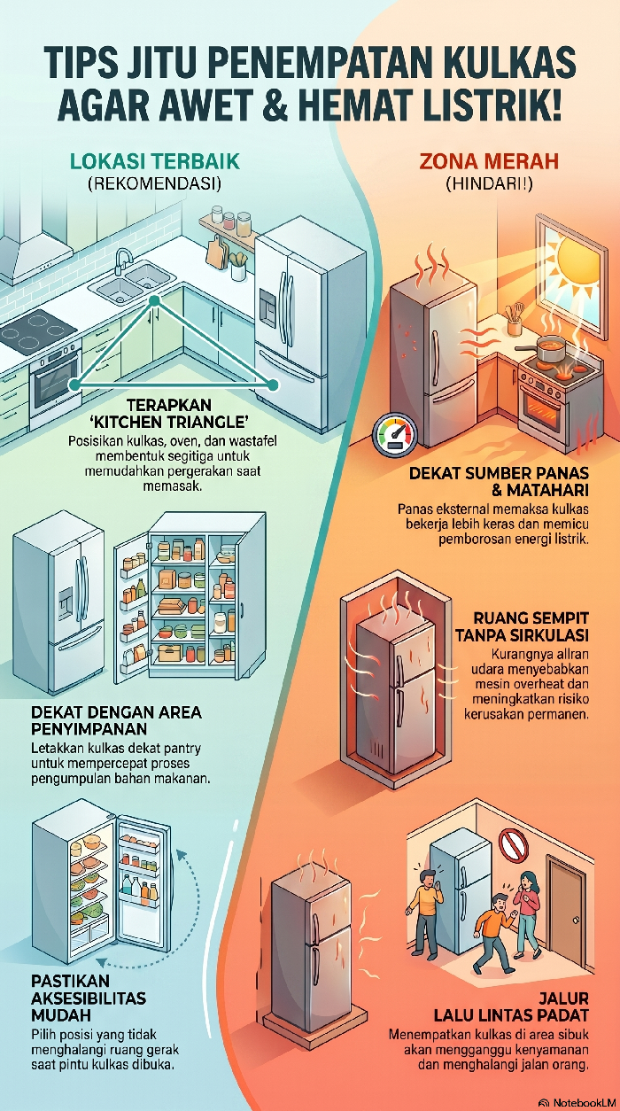 Infografis Tips Penempatan Kulkas