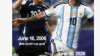 Sudah 20 tahun berlalu, Messi tetap luar biasa. Foto: X.com